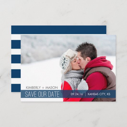 Eenvoudige strepen die de datum opslaan Mini uitno Save The Date (Voorkant / Achterkant)