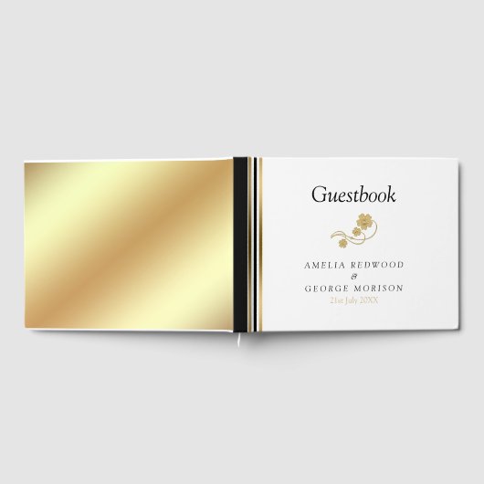 Eenvoudige strepen en bloemen gastenboek (Volledig)