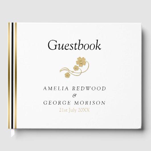 Eenvoudige strepen en bloemen gastenboek (Voorkant)