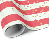 Eenvoudige strepen en gouden glitter Kinder feestj Cadeaupapier (Rol Hoek)