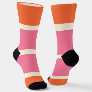 Eenvoudige strepen in roze, oranje en roomkleurig sokken