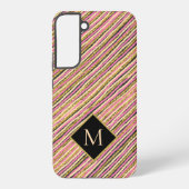 Eenvoudige strepen Modern Monogram Geel Goud Roze Samsung Galaxy Hoesje (Achterkant)