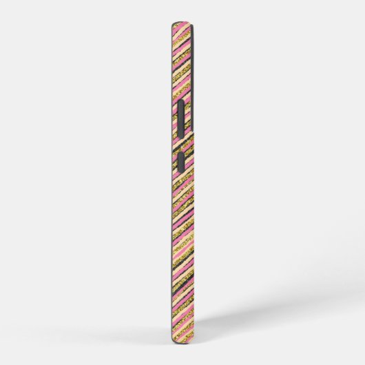 Eenvoudige strepen Modern Monogram Geel Goud Roze Samsung Galaxy Hoesje (Rechterkant)