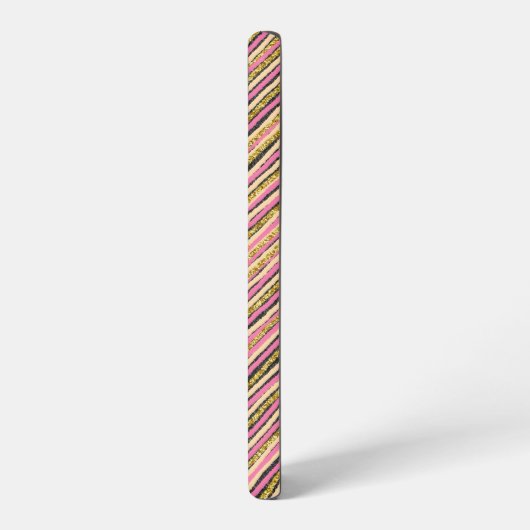 Eenvoudige strepen Modern Monogram Geel Goud Roze Samsung Galaxy Hoesje (Linkerkant)