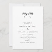 Eenvoudige  strik Classic zwart bruiloft Kaart (Voorkant)