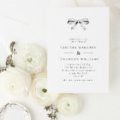 Eenvoudige  strik Classic zwart bruiloft Kaart