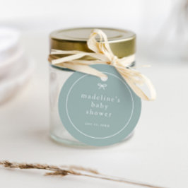 Eenvoudige strik genderneutrale babyshower bedankjes labels