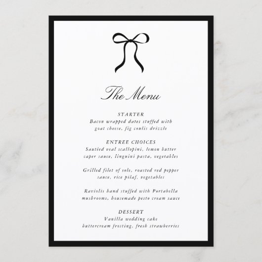 Eenvoudige strik klassieke trouw menu (Voorkant)