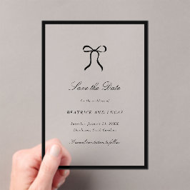 Eenvoudige strik klassieke trouw save the date acryl uitnodigingen