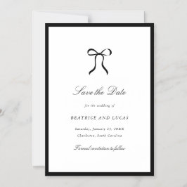 Eenvoudige strik klassieke trouw save the date magnetische uitnodiging