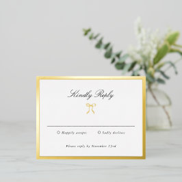 Eenvoudige strik klassieke trouwfolie RSVP kaart