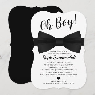 Eenvoudige Strikdas Zwart & Wit   Baby Shower Kaart