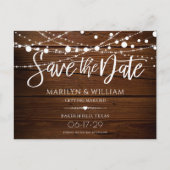Eenvoudige String lampjes rustiek Save the Date Br Aankondigingskaart (Voorkant)