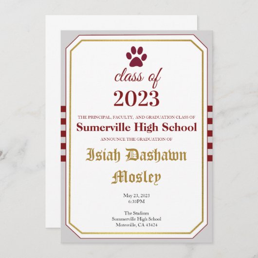 Eenvoudige Stripe Afstuderen-uitnodiging Kaart (Voorkant / Achterkant)