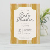 Eenvoudige Stripe Baby shower Invitation Kaart (Staand voorkant)