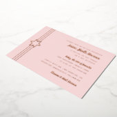 Eenvoudige Stripe Bat Mitzvah Star van David Roos Folie Uitnodiging (Gedraaid)