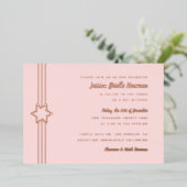 Eenvoudige Stripe Bat Mitzvah Star van David Roos Folie Uitnodiging (Staand Voorkant)