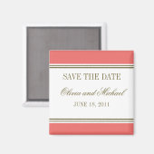 Eenvoudige Stripe Coral Save the Date Magnet (Voorkant / Achterkant)