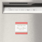 Eenvoudige Stripe Coral Save the Date Magnet (Insitu (Vaatwasser))