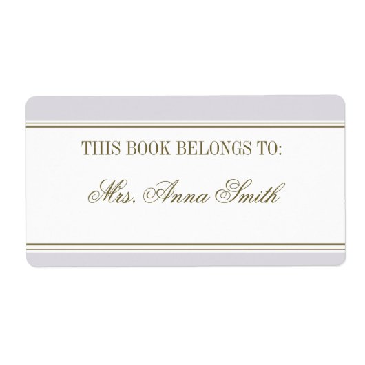 Eenvoudige Stripe Mauve Bookplate Etiket (Voorkant)