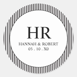 Eenvoudige Stripe Moderne Minimalistische Elegante Ronde Sticker