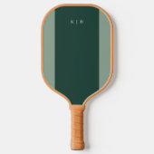 Eenvoudige Stripe Monogram Donkergroen Pickleball Paddle (Voorkant)