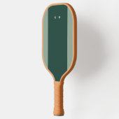 Eenvoudige Stripe Monogram Donkergroen Pickleball Paddle (Links)