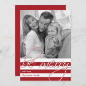 Eenvoudige Stripes Kerstmis en Vakantiefotokaarten Feestdagenkaart (Voorkant / Achterkant)