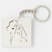 Eenvoudige studie - Schets van een dame Sleutelhanger (Achterkant)