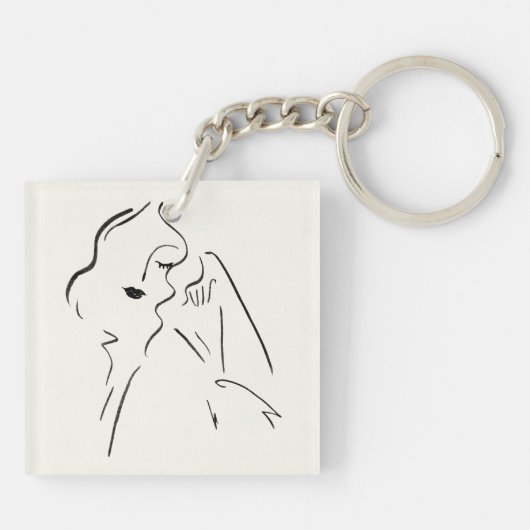 Eenvoudige studie - Schets van een dame Sleutelhanger (Achterkant)