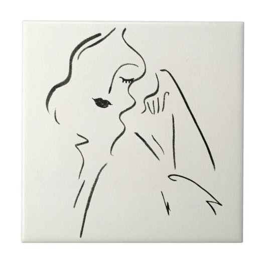 Eenvoudige studie - Schets van een dame Tegeltje (Voorkant)