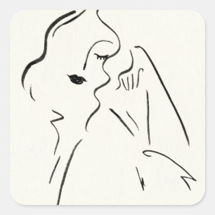 Eenvoudige studie - Schets van een dame Vierkante Sticker