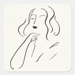 Eenvoudige studie - Schets van een vrouw Vierkante Sticker