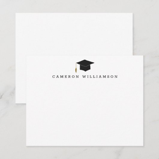 Eenvoudige studiepunt in zwart, persoonlijk bedankkaart (Voorkant / Achterkant)