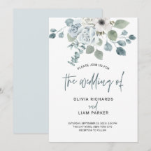 Eenvoudige Stusty Blue Floral en Eucalyptus Weddin