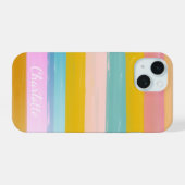 Eenvoudige stutbare Abstracte Waterverf strepen in iPhone 15 Case (Achterkant horizontaal)