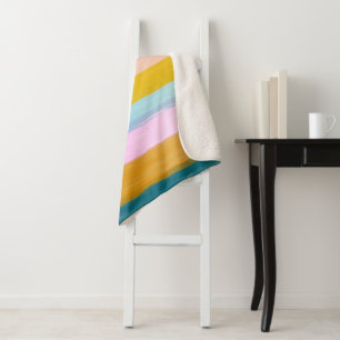 Eenvoudige stutbare Abstracte Waterverf strepen in Sherpa Deken