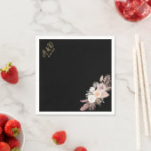 EENVOUDIGE STYLISH BOHO BLACK FLORAL bruiloft Servet (Insitu)