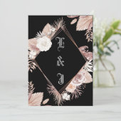 EENVOUDIGE STYLISH BOHO BLACK FLORAL WEDING KAART (Staand voorkant)