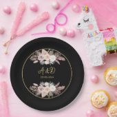 EENVOUDIGE STYLISH BOHO BLACK FLORAL WEDING PAPIEREN BORDJE (Feest)