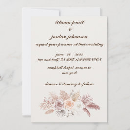 EENVOUDIGE STYLISH BOHO FLORAL WEDDING INVITATION KAART