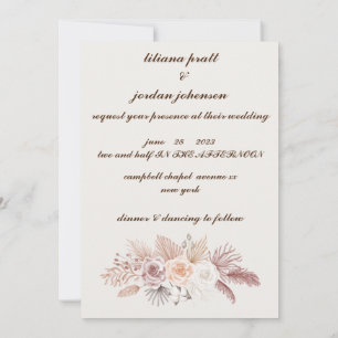 EENVOUDIGE STYLISH BOHO FLORAL WEDDING INVITATION KAART
