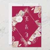 EENVOUDIGE STYLISH BOHO MAGENTA FLORAL WEDING KAART (Voorkant)