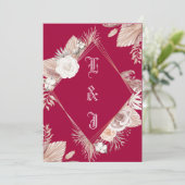 EENVOUDIGE STYLISH BOHO MAGENTA FLORAL WEDING KAART (Staand voorkant)