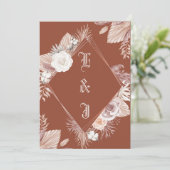 EENVOUDIGE STYLISH BOHO TERRACOTTA FLORAL WEDING KAART (Staand voorkant)