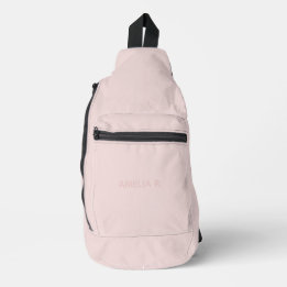 Eenvoudige Subtiele Roze Naam op Zachte Blush Roze Sling Bag