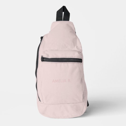 Eenvoudige Subtiele Roze Naam op Zachte Blush Roze Sling Bag (Voorkant)