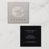 Eenvoudige Subtiele Zilveren Kissing Lips Make-up  Vierkante Visitekaartje (Voorkant / Achterkant)