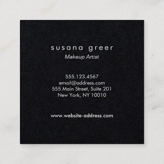 Eenvoudige Subtiele Zilveren Kissing Lips Make-up  Vierkante Visitekaartje (Achterkant)