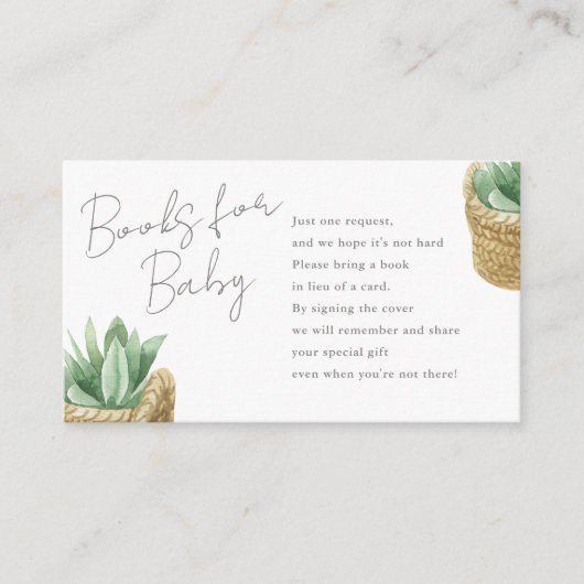 Eenvoudige succulente boeken voor Baby Request Informatiekaartje (Voorkant)